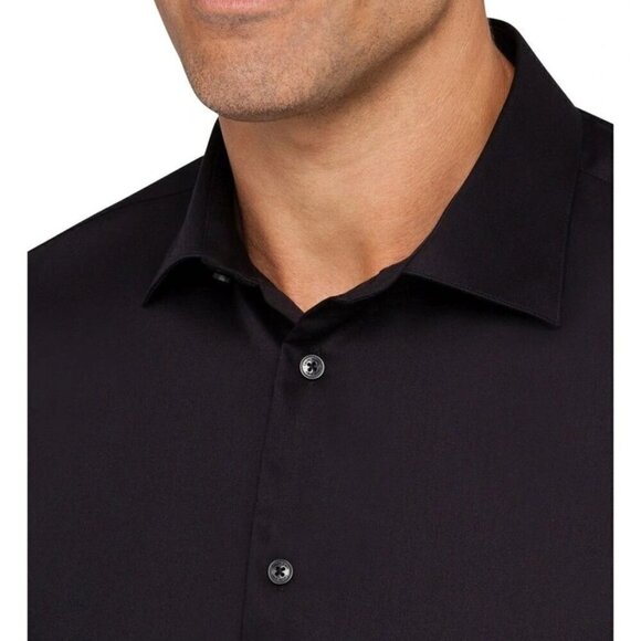 CALVIN KLEIN Egyptian Cotton Single Cuff Long Sleeve Black Business Shirt Sz L - Picture 4 of 9